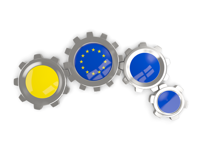 Metallic gears. Download flag icon of European Union at PNG format