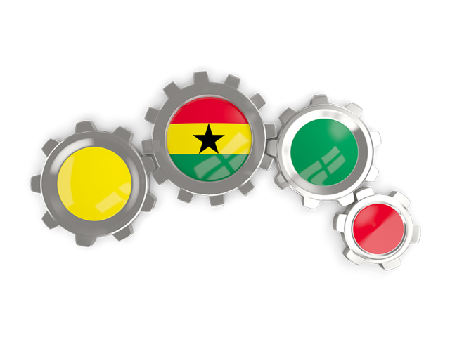 Metallic gears. Download flag icon of Ghana at PNG format