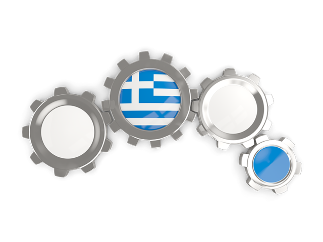 Metallic gears. Download flag icon of Greece at PNG format