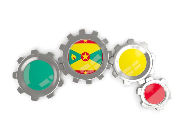 Metallic gears. Download flag icon of Grenada at PNG format