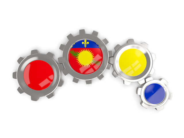 Metallic gears. Download flag icon of Guadeloupe at PNG format