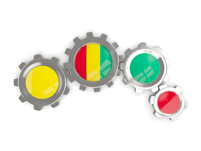 Metallic gears. Download flag icon of Guinea at PNG format