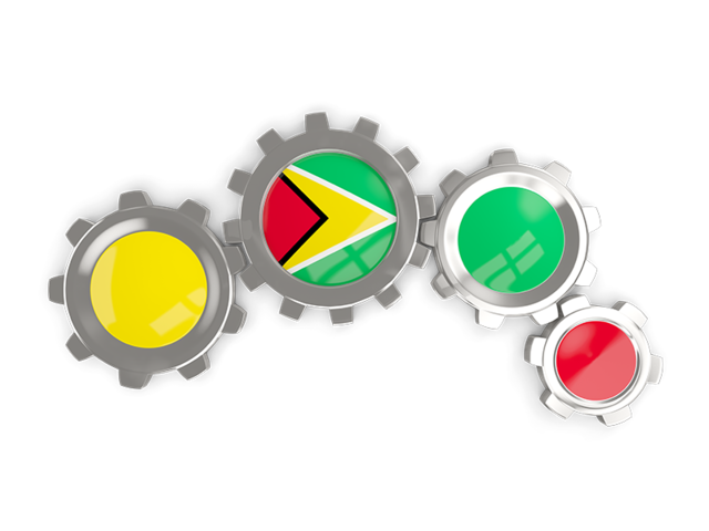 Metallic gears. Download flag icon of Guyana at PNG format