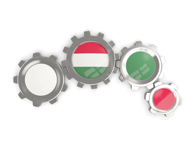Metallic gears. Download flag icon of Hungary at PNG format