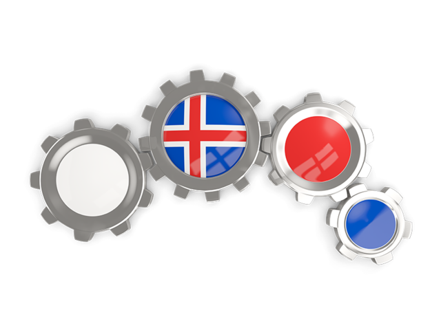 Metallic gears. Download flag icon of Iceland at PNG format
