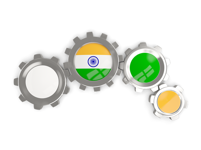 Metallic gears. Download flag icon of India at PNG format