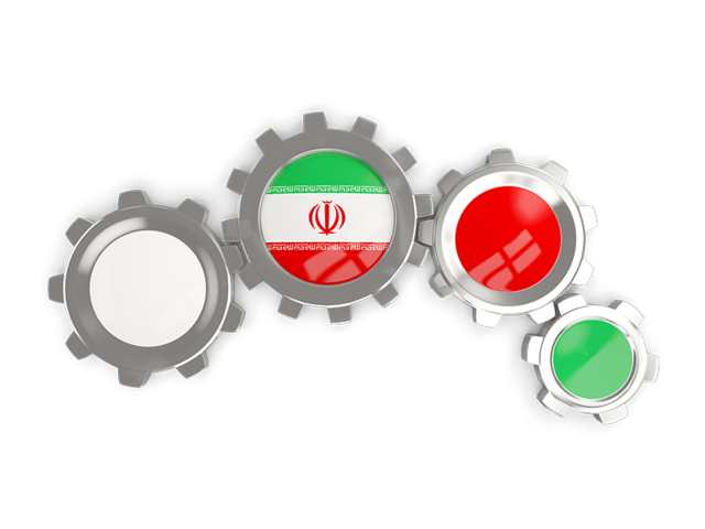 Metallic gears. Download flag icon of Iran at PNG format