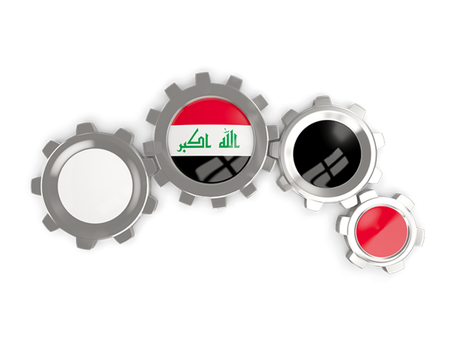 Metallic gears. Download flag icon of Iraq at PNG format