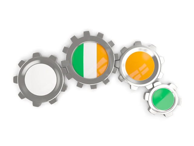 Metallic gears. Download flag icon of Ireland at PNG format