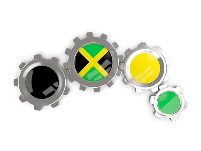Metallic gears. Download flag icon of Jamaica at PNG format