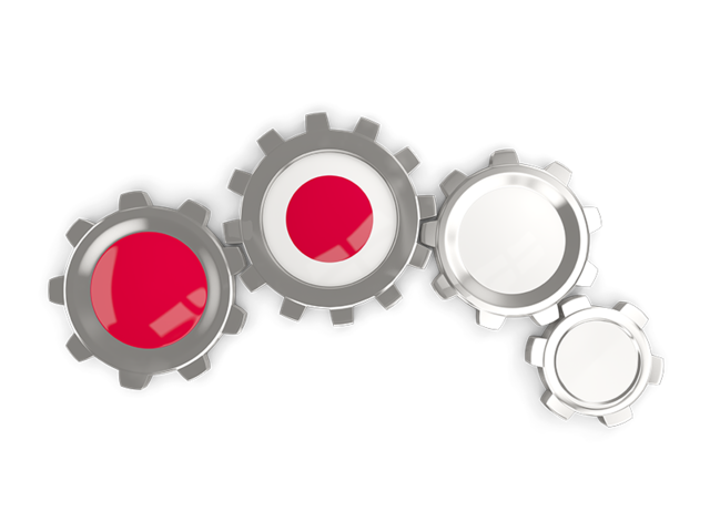 Metallic gears. Download flag icon of Japan at PNG format