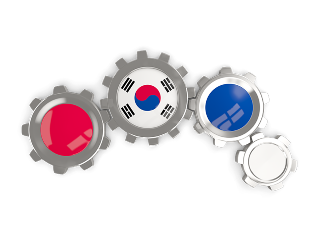 Metallic gears. Download flag icon of South Korea at PNG format