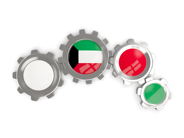 Metallic gears. Download flag icon of Kuwait at PNG format