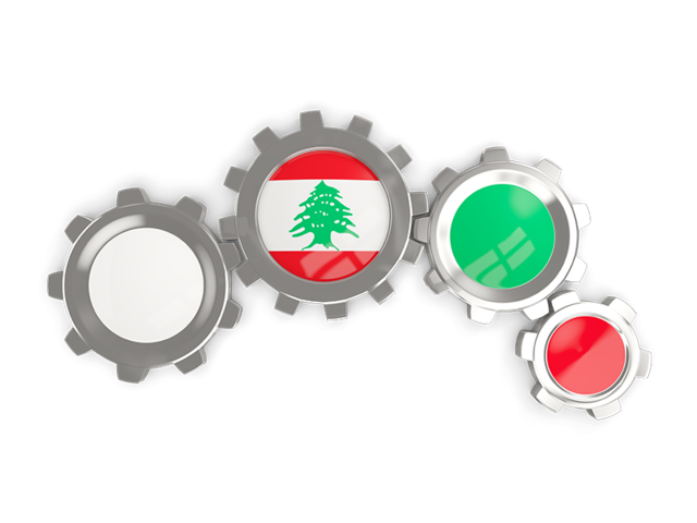 Metallic gears. Download flag icon of Lebanon at PNG format