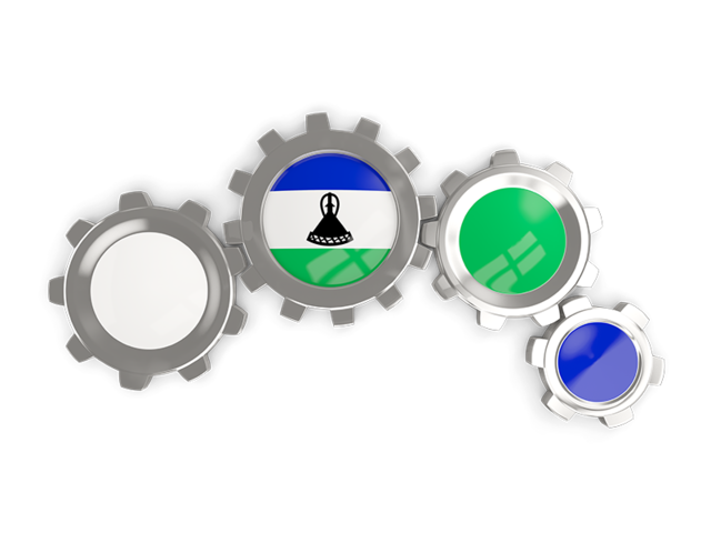 Metallic gears. Download flag icon of Lesotho at PNG format