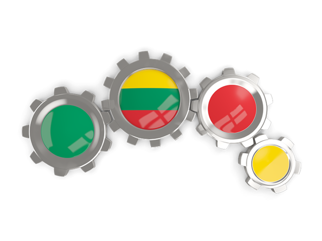 Metallic gears. Download flag icon of Lithuania at PNG format