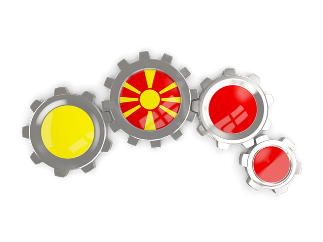 Metallic gears. Download flag icon of Macedonia at PNG format