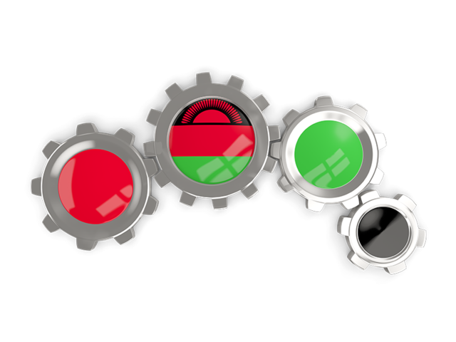 Metallic gears. Download flag icon of Malawi at PNG format