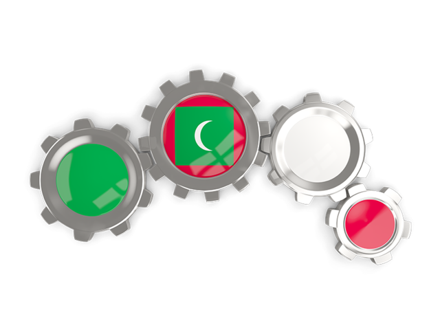 Metallic gears. Download flag icon of Maldives at PNG format