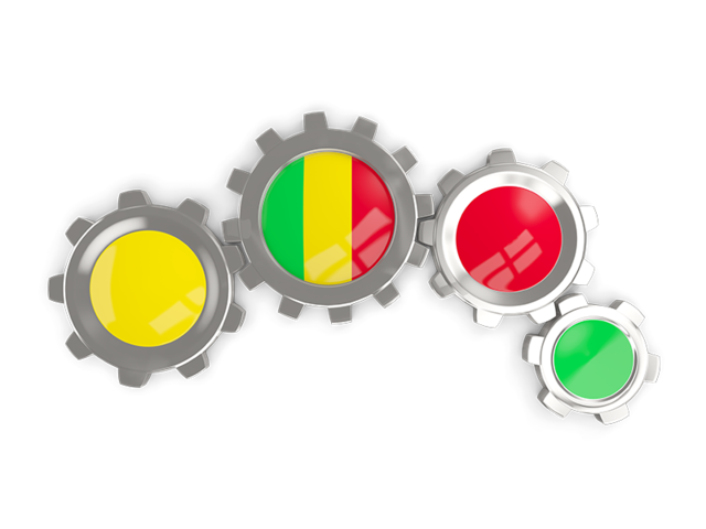 Metallic gears. Download flag icon of Mali at PNG format