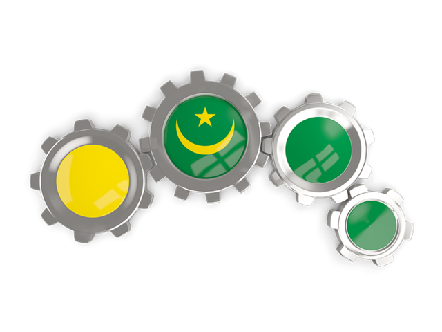 Metallic gears. Download flag icon of Mauritania at PNG format