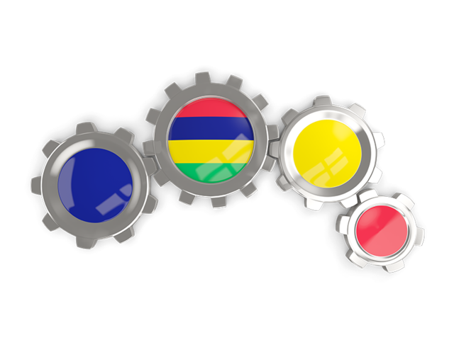 Metallic gears. Download flag icon of Mauritius at PNG format
