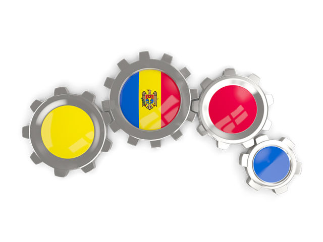 Metallic gears. Download flag icon of Moldova at PNG format