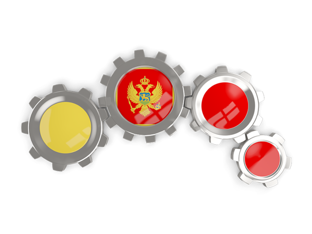 Metallic gears. Download flag icon of Montenegro at PNG format