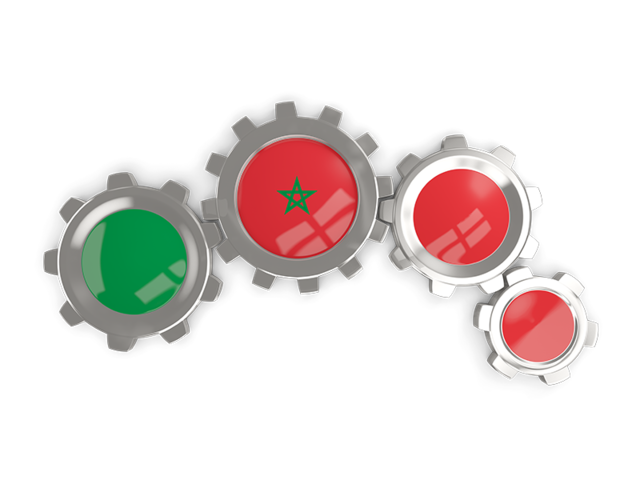 Metallic gears. Download flag icon of Morocco at PNG format