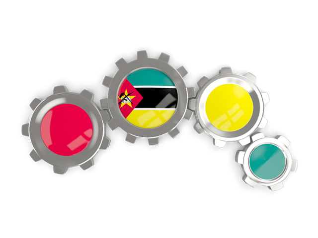 Metallic gears. Download flag icon of Mozambique at PNG format