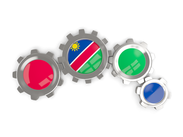 Metallic gears. Download flag icon of Namibia at PNG format