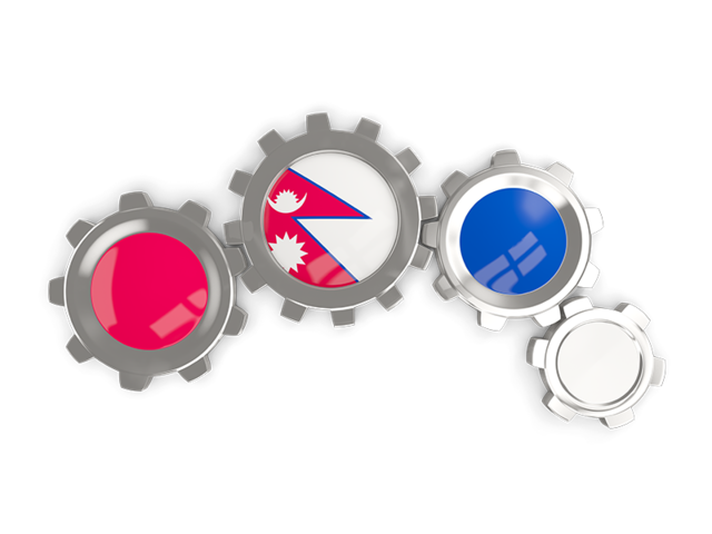 Metallic gears. Download flag icon of Nepal at PNG format