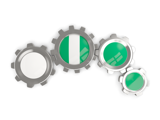 Metallic gears. Download flag icon of Nigeria at PNG format
