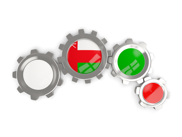 Metallic gears. Download flag icon of Oman at PNG format