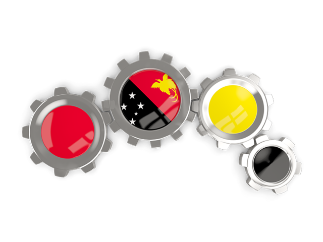 Metallic gears. Download flag icon of Papua New Guinea at PNG format