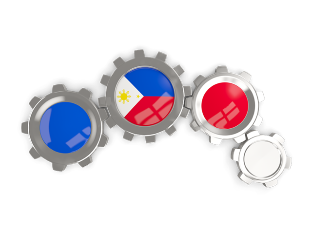 Metallic gears. Download flag icon of Philippines at PNG format