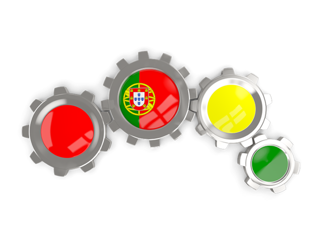 Metallic gears. Download flag icon of Portugal at PNG format