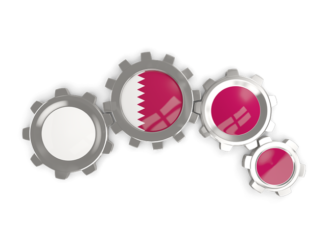 Metallic gears. Download flag icon of Qatar at PNG format