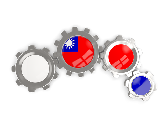 Metallic gears. Download flag icon of Taiwan at PNG format