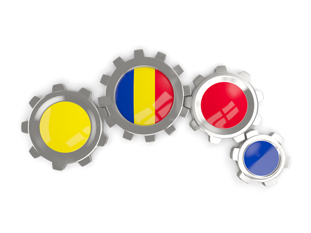 Metallic gears. Download flag icon of Romania at PNG format