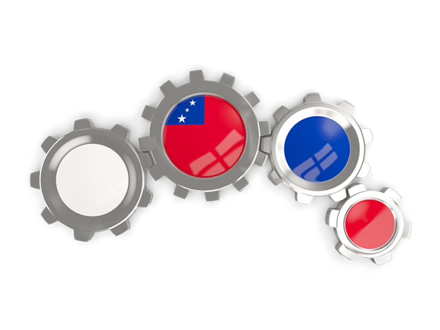 Metallic gears. Download flag icon of Samoa at PNG format