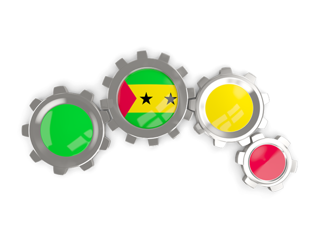 Metallic gears. Download flag icon of Sao Tome and Principe at PNG format