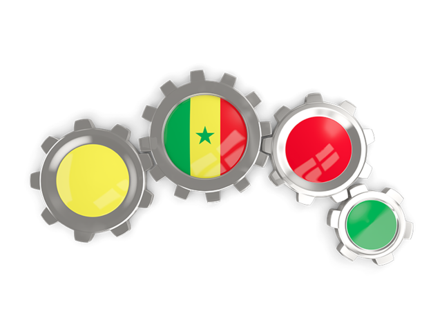 Metallic gears. Download flag icon of Senegal at PNG format