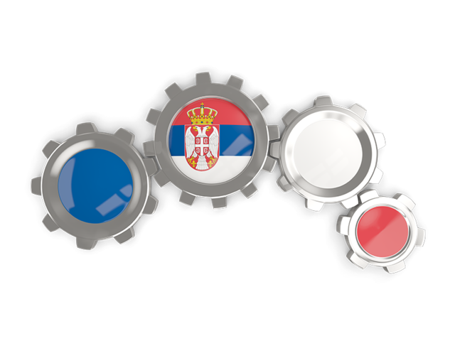 Metallic gears. Download flag icon of Serbia at PNG format