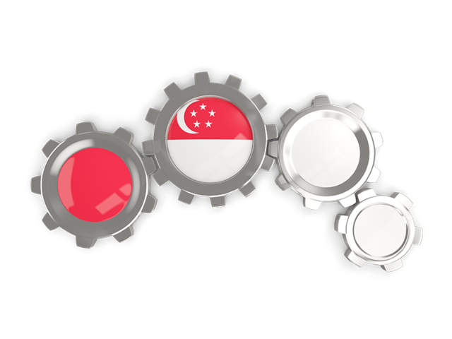 Metallic gears. Download flag icon of Singapore at PNG format