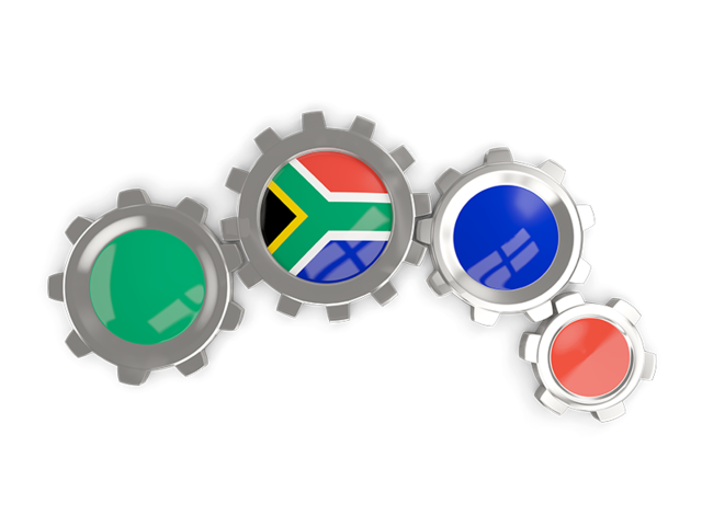 Metallic gears. Download flag icon of South Africa at PNG format