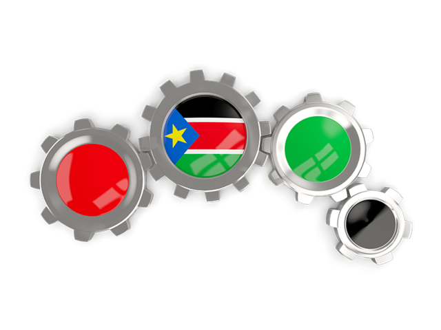 Metallic gears. Download flag icon of South Sudan at PNG format