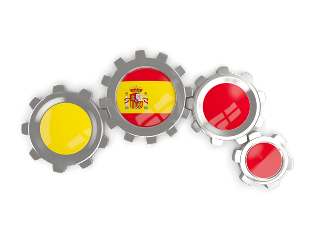 Metallic gears. Download flag icon of Spain at PNG format