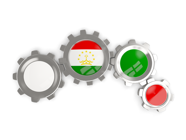 Metallic gears. Download flag icon of Tajikistan at PNG format