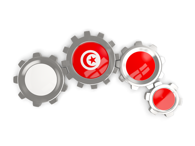 Metallic gears. Download flag icon of Tunisia at PNG format